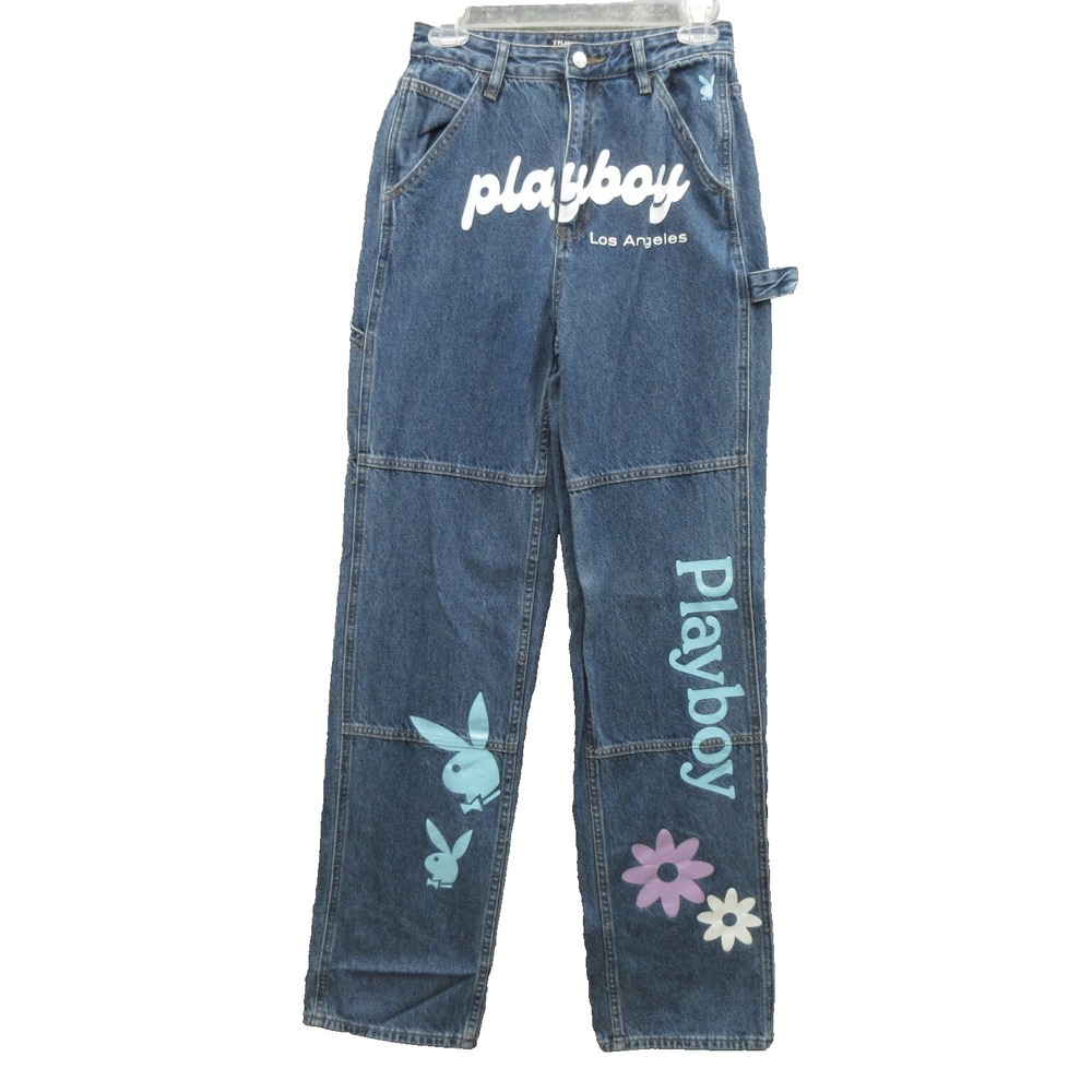 Playboy by Pacsun Women's Carpenter Jeans Size 26 Blue Denim 100% Cotton Stretch